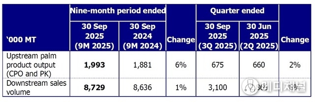 Upstream output grew by 6% year-on-year, with modest increase in downstream volume despite volatile global economic environment